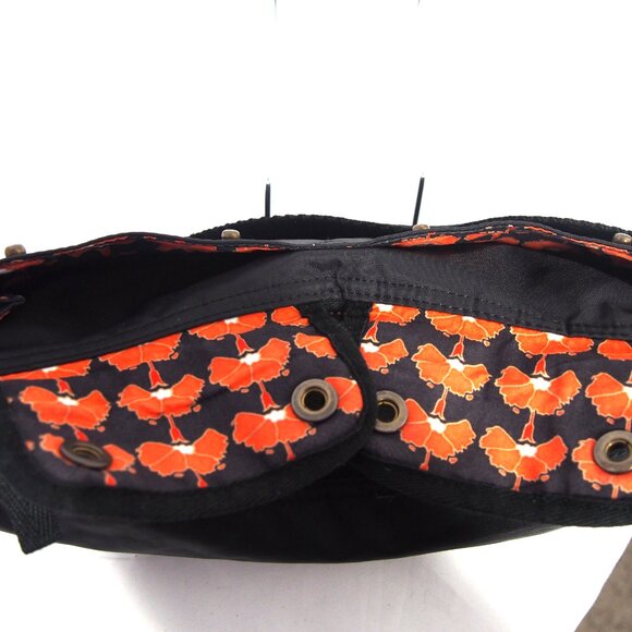 Gap Y2K Nylon Handbag Black/Orange Print Interior Mini Hobo Purse Shoulder Bag - Picture 10 of 16